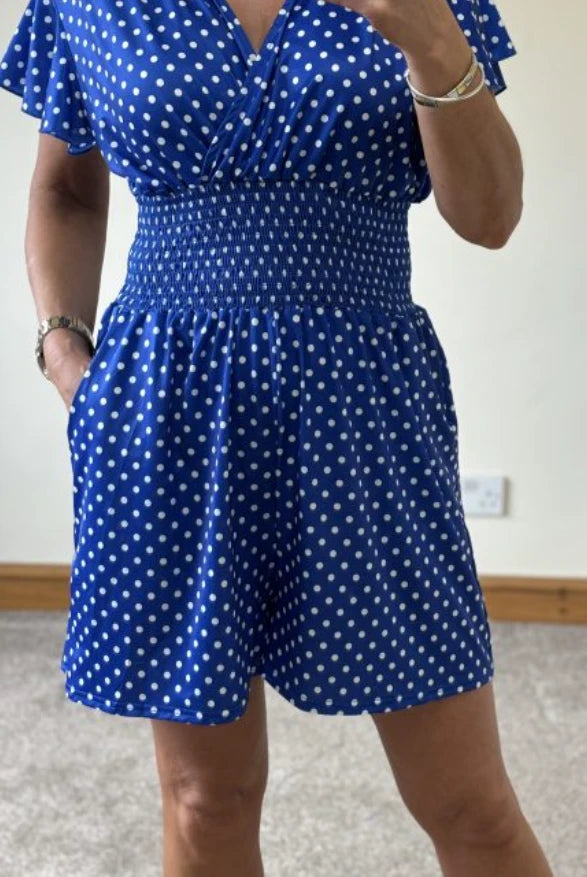 đSUMMER SALEđPolka Dot V-nyakĂș egyrĂ©szes rövidnadrĂĄg Jumpsuit