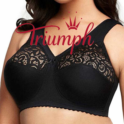 Triumph - 🔥 Nagy méretű, állítható, aládrót stílusú csipkével hímzett szexi melltartó [75A-110E] 3 db.