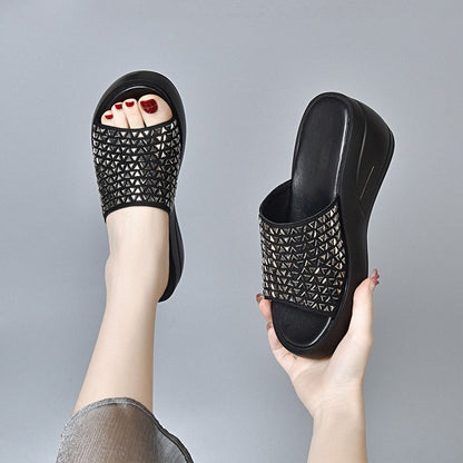 👣【35-43】2025 Női Fényes Wedge Pántos Szandálok