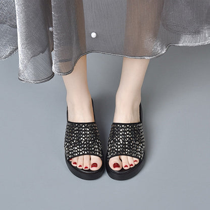 👣【35-43】2025 Női Fényes Wedge Pántos Szandálok