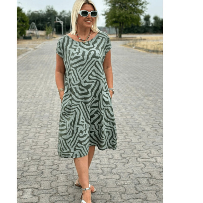 👗Casual nyomtatott zsebes ruha nőknek