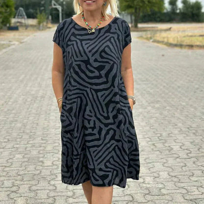 👗Casual nyomtatott zsebes ruha nőknek
